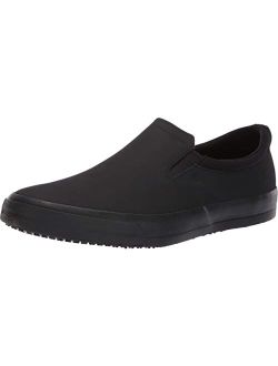 Ollie II, Mens, Women's, Unisex Slip Resistant Work Shoe Sneaker, Black Leather or Red Canvas