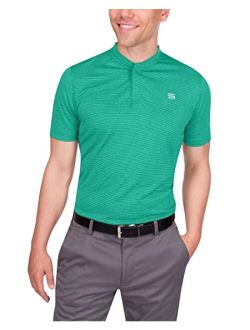 Collarless Golf Shirts for Men - Mens Quick Dry Polo Shirt - 4-Way Stretch & UPF 50