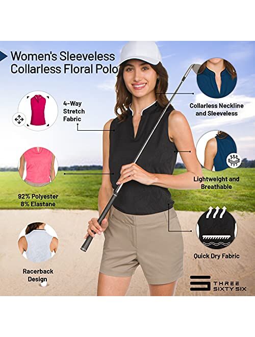 Three Sixty Six Sleeveless Golf Shirt for Women - Dry Fit Breathable Golf Top w/ 4-Way Stretch Fabric, Moisture Wicking & Anti-Odor