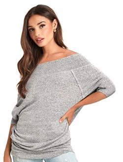 Cozy Off The Shoulder Sweaters for Women - Lightweight Oversized Sweater Top - Soft, Stretchy & Breathable