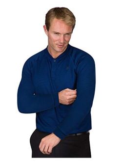 Dry Fit Long Sleeve Collarless Golf Shirts for Men - 4 Way Stretch and Moisture Wicking Golf Polo