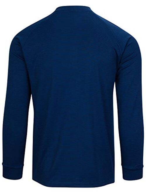 Three Sixty Six Dry Fit Long Sleeve Collarless Golf Shirts for Men - 4 Way Stretch and Moisture Wicking Golf Polo