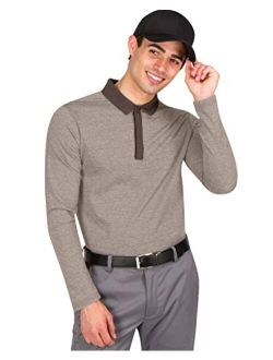 Long Sleeve Polo Shirts for Men - Mens Dry Fit Golf Polos - UPF 30 with 4 Way Stretch