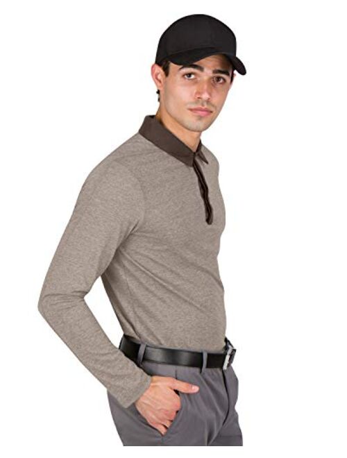Three Sixty Six Long Sleeve Polo Shirts for Men - Mens Dry Fit Golf Polos - UPF 30 with 4 Way Stretch