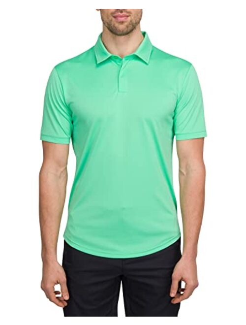 Three Sixty Six Mens Polo Golf Shirt with Round Hem - Dry Fit 4-Way Stretch Fabric, Moisture Wicking, Anti-Odor & UPF50+. Side Split Hems