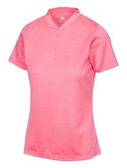 Womens Golf Polo with Zipper - Short Sleeve and Collarless Golf Shirts for Women - UV Protection, Dry Fit, and 4 Way Stretch