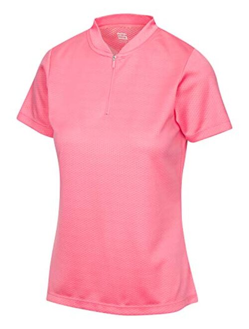 Three Sixty Six Womens Golf Polo with Zipper - Short Sleeve and Collarless Golf Shirts for Women - UV Protection, Dry Fit, and 4 Way Stretch