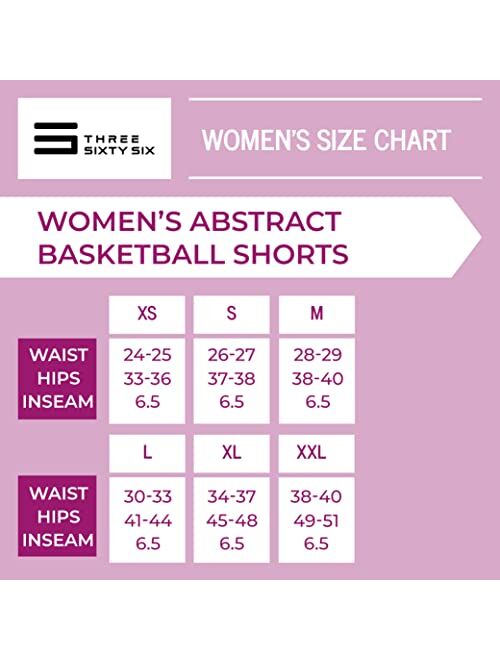 Three Sixty Six Womens Quick Dry Basketball Shorts, Elastic Waist w/Drawstring, 6.5 Inch Inseam