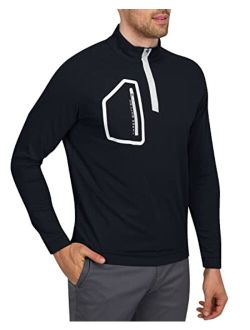 Mens Dry Fit Zip Golf Pullover Jacket - Lightweight, Breathable & Stretch Fabric Sweater with Chest Pocket