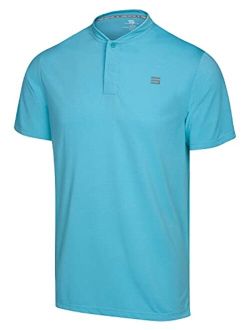 Quick Dry Collarless Golf Shirts for Men - Short Sleeve Casual Polo, Stretch Fabric