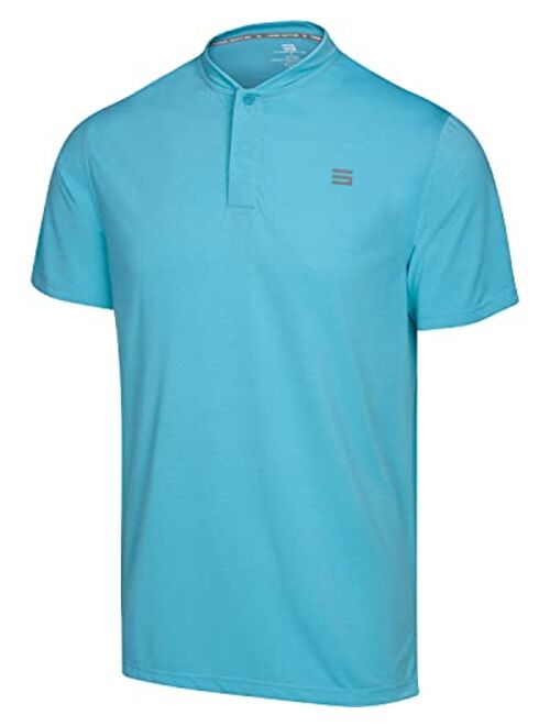 Three Sixty Six Quick Dry Collarless Golf Shirts for Men - Short Sleeve Casual Polo, Stretch Fabric
