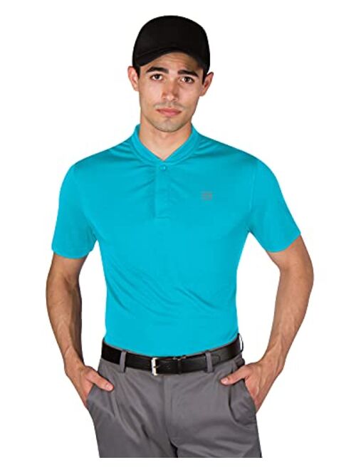 Three Sixty Six Quick Dry Collarless Golf Shirts for Men - Short Sleeve Casual Polo, Stretch Fabric