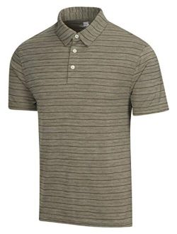 Dry Fit Striped Golf Shirts for Men - Mens 3 Button Collared Polo Shirt - Ultra Soft & Breathable