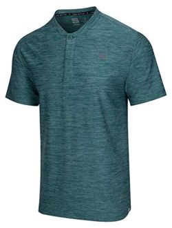 Collarless Golf Shirts for Men - Quick Dry Short Sleeve T-Shirt with 4-Way Stretch Fabric & UPF 30
