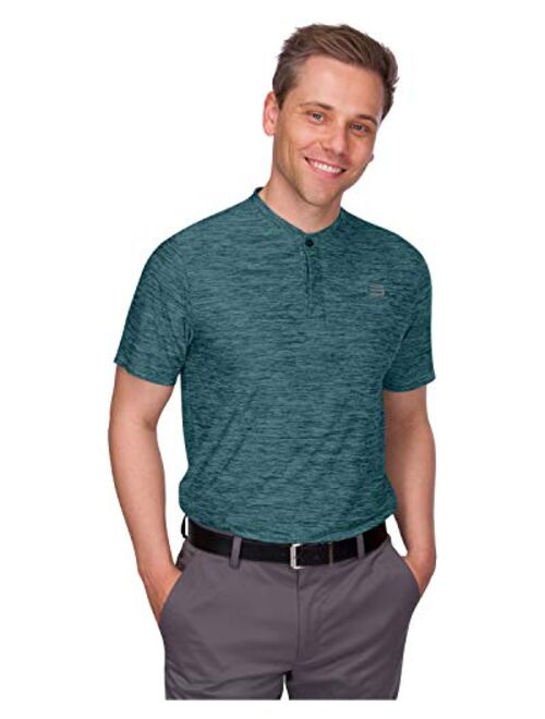 Three Sixty Six Collarless Golf Shirts for Men - Quick Dry Short Sleeve T-Shirt with 4-Way Stretch Fabric & UPF 30