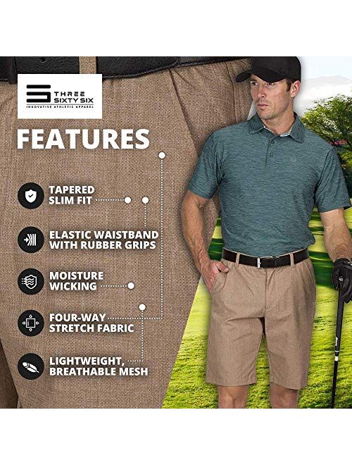 Three Sixty Six Dry Fit Golf Shorts for Men 10 Inch Inseam - Tapered Slim Fit Chinos - Mens Shorts Athletic
