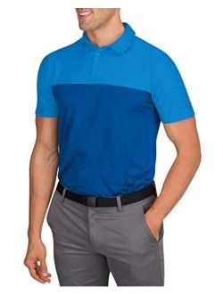 Mens Modern Two Toned Colorblock Golf Polo - Dry Fit 4-Way Stretch Fabric. Moisture Wicking, Anti-Odor Technology, UPF 50