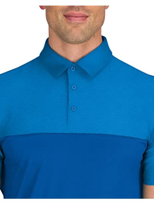 Three Sixty Six Mens Modern Two Toned Colorblock Golf Polo - Dry Fit 4-Way Stretch Fabric. Moisture Wicking, Anti-Odor Technology, UPF 50+