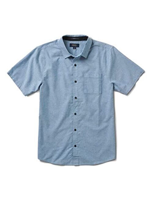 Roark Mens Well Worn Short Sleeve Button Up, Organic Cotton & Recycled Polyster