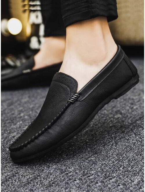 JICHEN Shoes Men Stitch Detail Penny Loafers