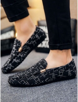 Jiujiu Shoes Men Line Slip On Loafers Black And White Casual Loafers