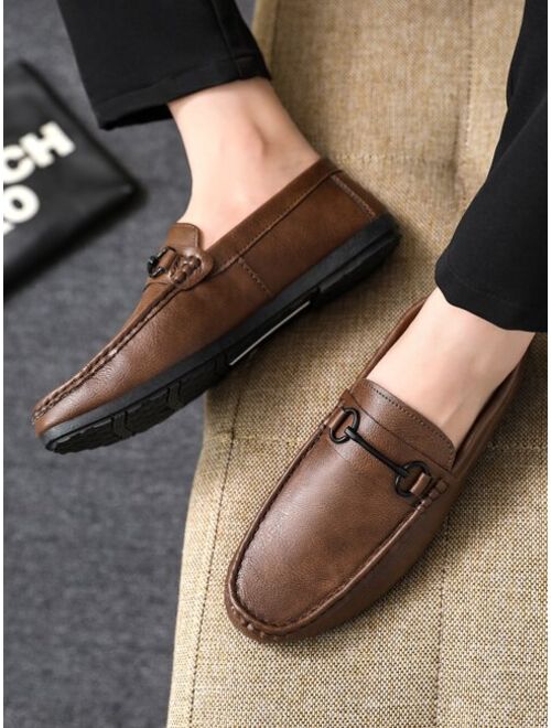 JICHEN Shoes Men Casual Loafers Artificial Leather Loafers Brown