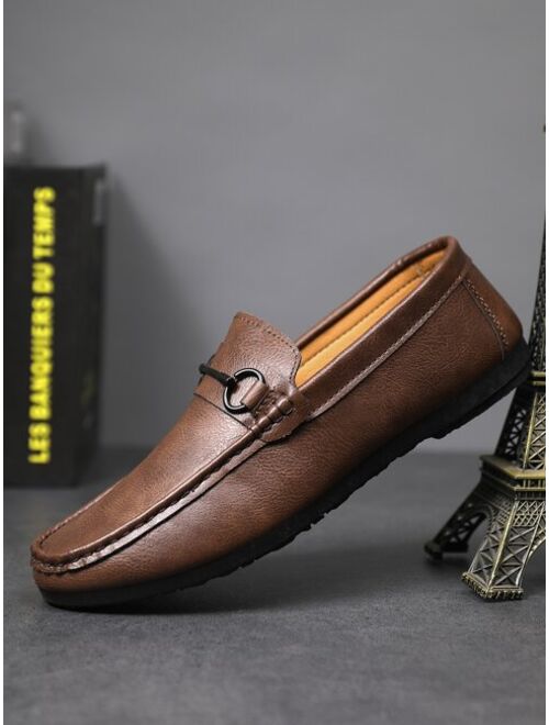 JICHEN Shoes Men Casual Loafers Artificial Leather Loafers Brown