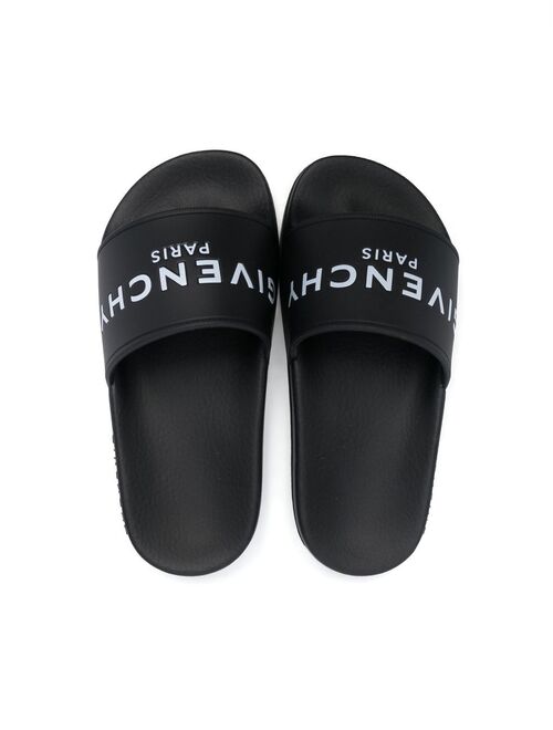 Givenchy Kids logo-print open toe slides