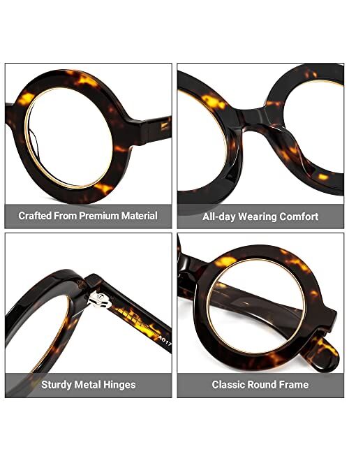 Zeelool Retro Thick Round Blue Light Blocking Glasses for Women Men Calhoun ZOA01776