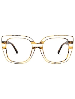 Zeelool Stylish Oversized Square Glasses with Non-prescription Clear Lens Eyewear for Women Brenda ZOP02126-01 Mauve