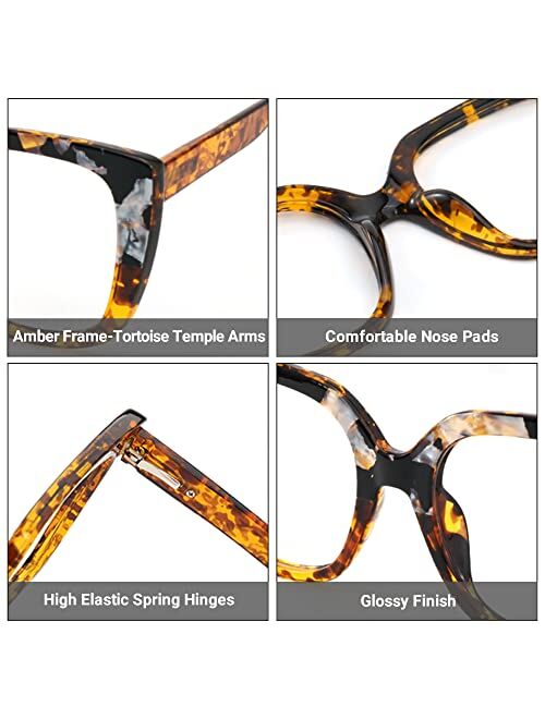 Zeelool Stylish Oversized Square Glasses with Non-prescription Clear Lens Eyewear for Women Brenda ZOP02126-01 Mauve