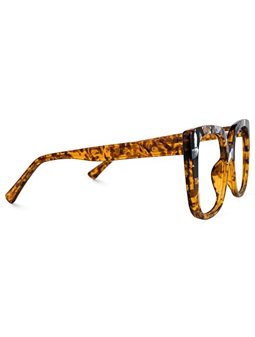 Zeelool Stylish Oversized Square Glasses with Non-prescription Clear Lens Eyewear for Women Brenda ZOP02126-01 Mauve