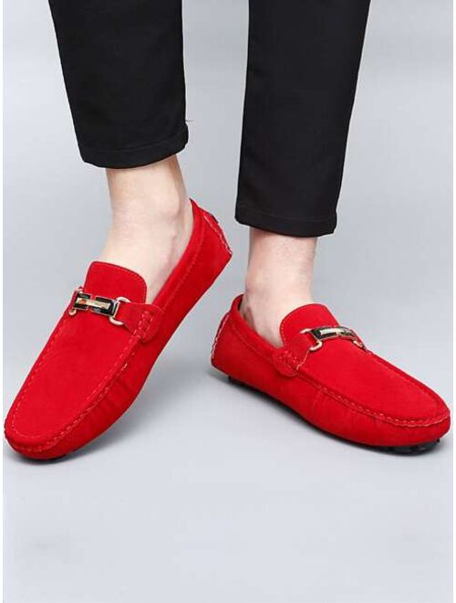 DailyStepUp Shoes Men Metal Decor Slip-On Casual Loafers, Casual Red Flat Shoes