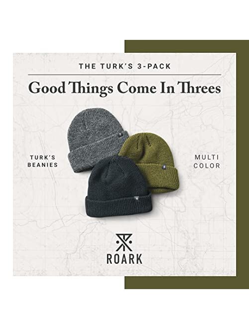 Roark Turks 3-Pack Beanie Bundle, Comfortable Everyday Hat