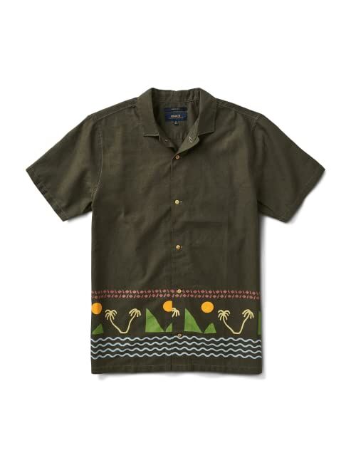 Roark Mens Gonzo De Palmas Button Down T-Shirt, Straight Bottom Camp Shirt, Chest Pocket