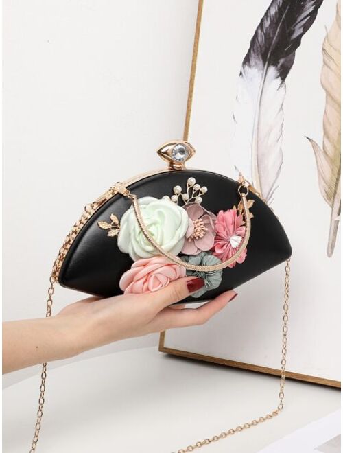LETODE Bags Flower & Faux Pearl Decor Chain Novelty Bag
