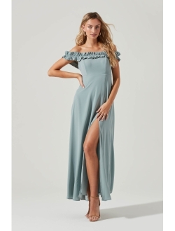 Womens Venetia Off-The-Shoulder Long Maxi Dress