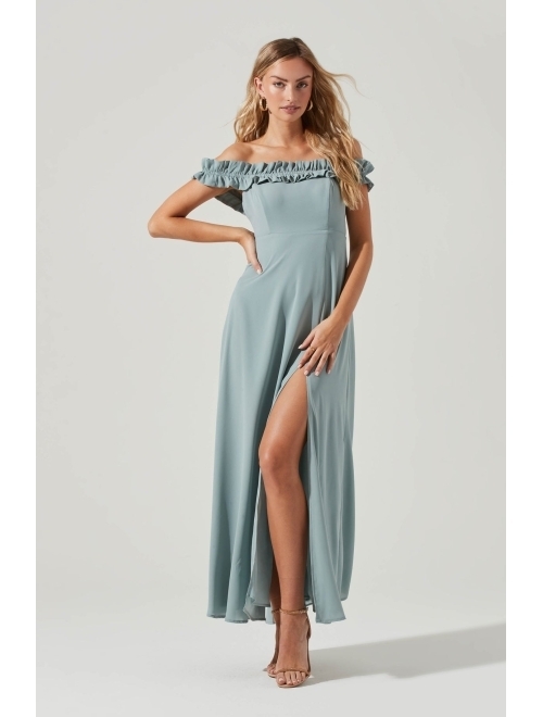 ASTR the label Womens Venetia Off-The-Shoulder Long Maxi Dress