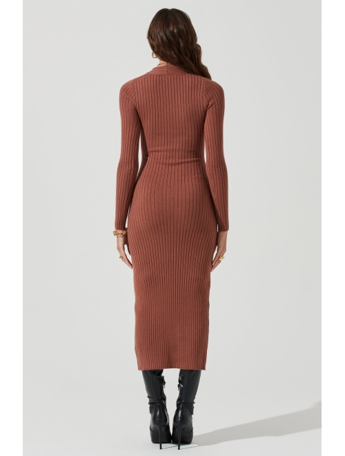 ASTR the label Women's Ribbed Knit Twist Front Long Sleeve Sweaterdress