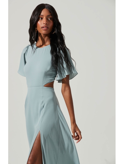 ASTR the label Katrina Women's Cut Out Flutter Sleeve Maxi Dress