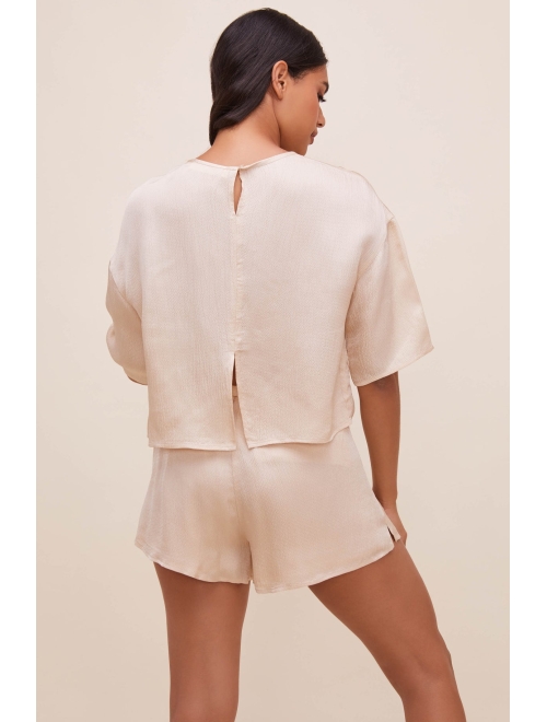 ASTR the label Valda Women's Satin Relaxed Fit Split Back Lounge Top
