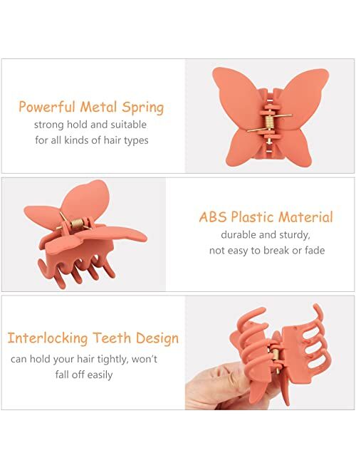 Messen 12 Pcs Butterfly Claw Clips Cute Butterfly Hair Clips 2.6 Inch Non Slip Matte Jaw Clips 12 Colors Strong Hold Butterfly Hair Clamps for Women Girls Thick Thin Hair