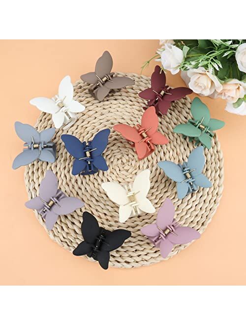 Messen 12 Pcs Butterfly Claw Clips Cute Butterfly Hair Clips 2.6 Inch Non Slip Matte Jaw Clips 12 Colors Strong Hold Butterfly Hair Clamps for Women Girls Thick Thin Hair