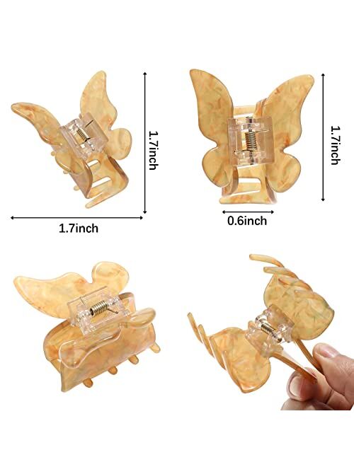 Haimeikang 6 PCS Butterfly Hair Claw Clips - Non-slip Hair Jaw Clips Medium Butterfly Hair Clips Strong Hold Claw Clips for Women Girls Thick Thin Hair