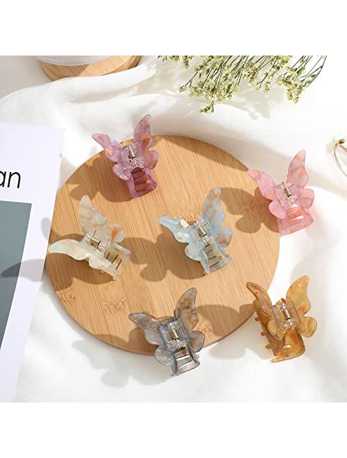 Haimeikang 6 PCS Butterfly Hair Claw Clips - Non-slip Hair Jaw Clips Medium Butterfly Hair Clips Strong Hold Claw Clips for Women Girls Thick Thin Hair