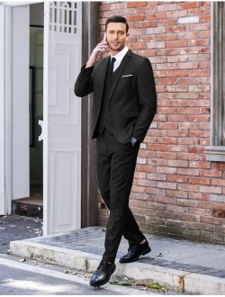 Men's 3 Piece Slim Fit Suit Set One Button Jacket Blazer Vest Pants Set Wedding Formal Prom Tuxedo Suits