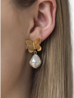 Emmeline gold-plated pearl earrings