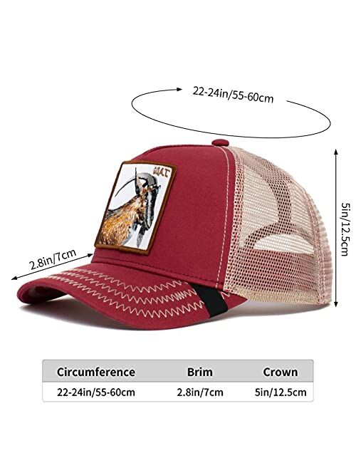 Deserthome Unisex Animal Mesh Trucker Hat Square Patch Baseball Cap for Womens Mens