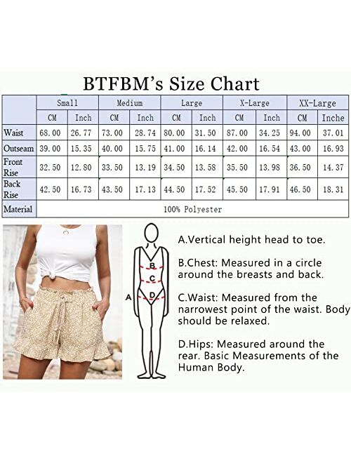 BTFBM Women's Summer Shorts 2023 Floral Elastic High Waisted Belted Casual Beach Ruffle Short Lounge Pants with Pockets