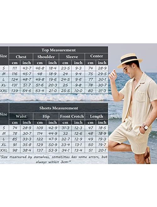 COOFANDY Men's 2 Pieces Shirt Sets Short Sleeve Casual Button Down Hippie T-Shirts Shorts Sets Summer Fashion Beach Outfits